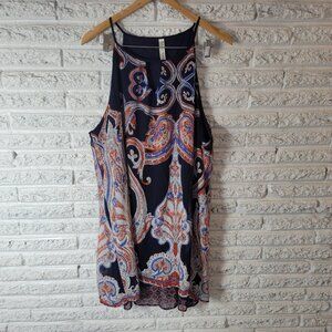 Perseption Womens Dress 3X Plus Mini Slip Blue Red Paisley Lightweight PAI5E